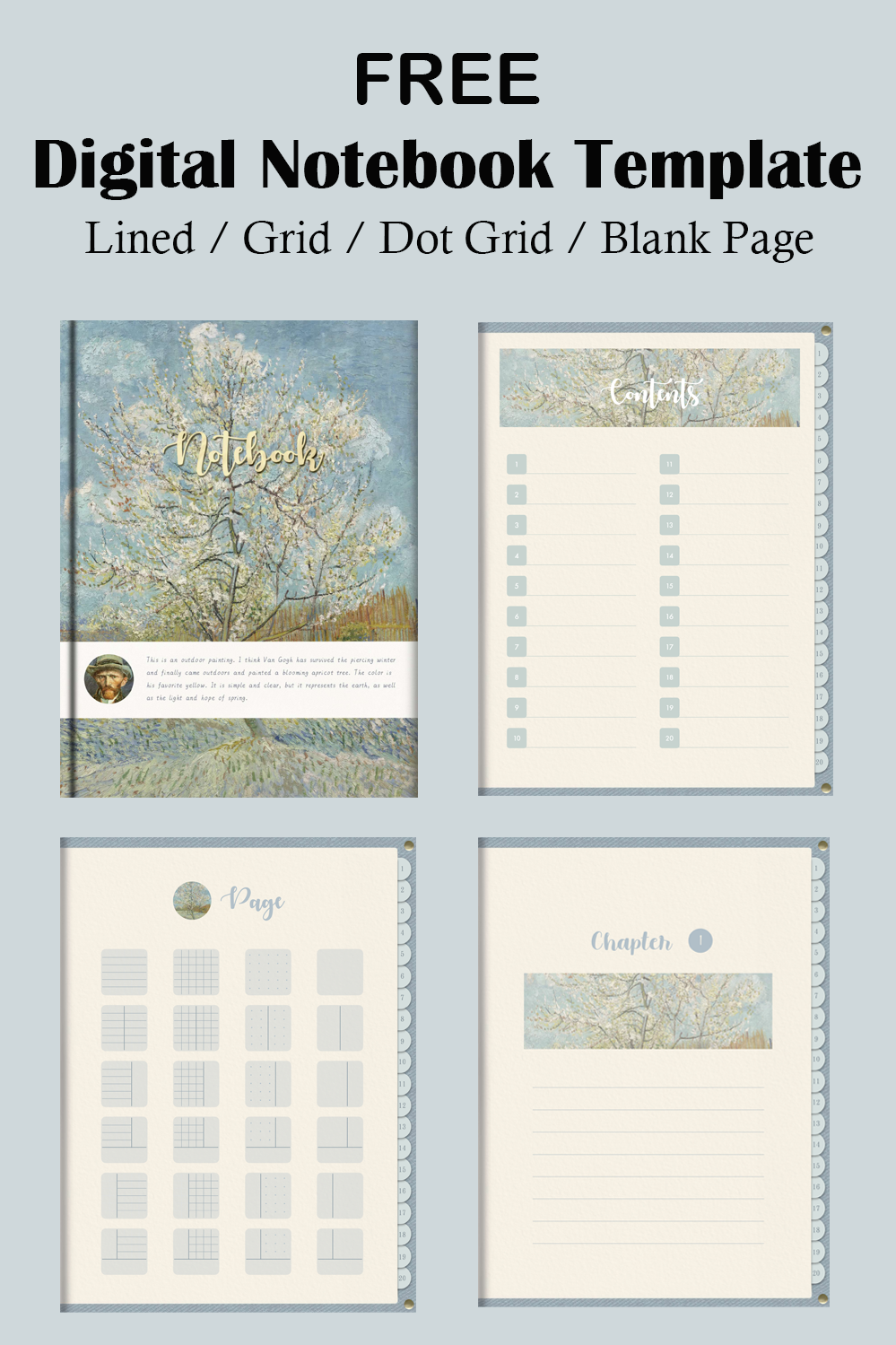 Vincent van Gogh Digital Notebook Template