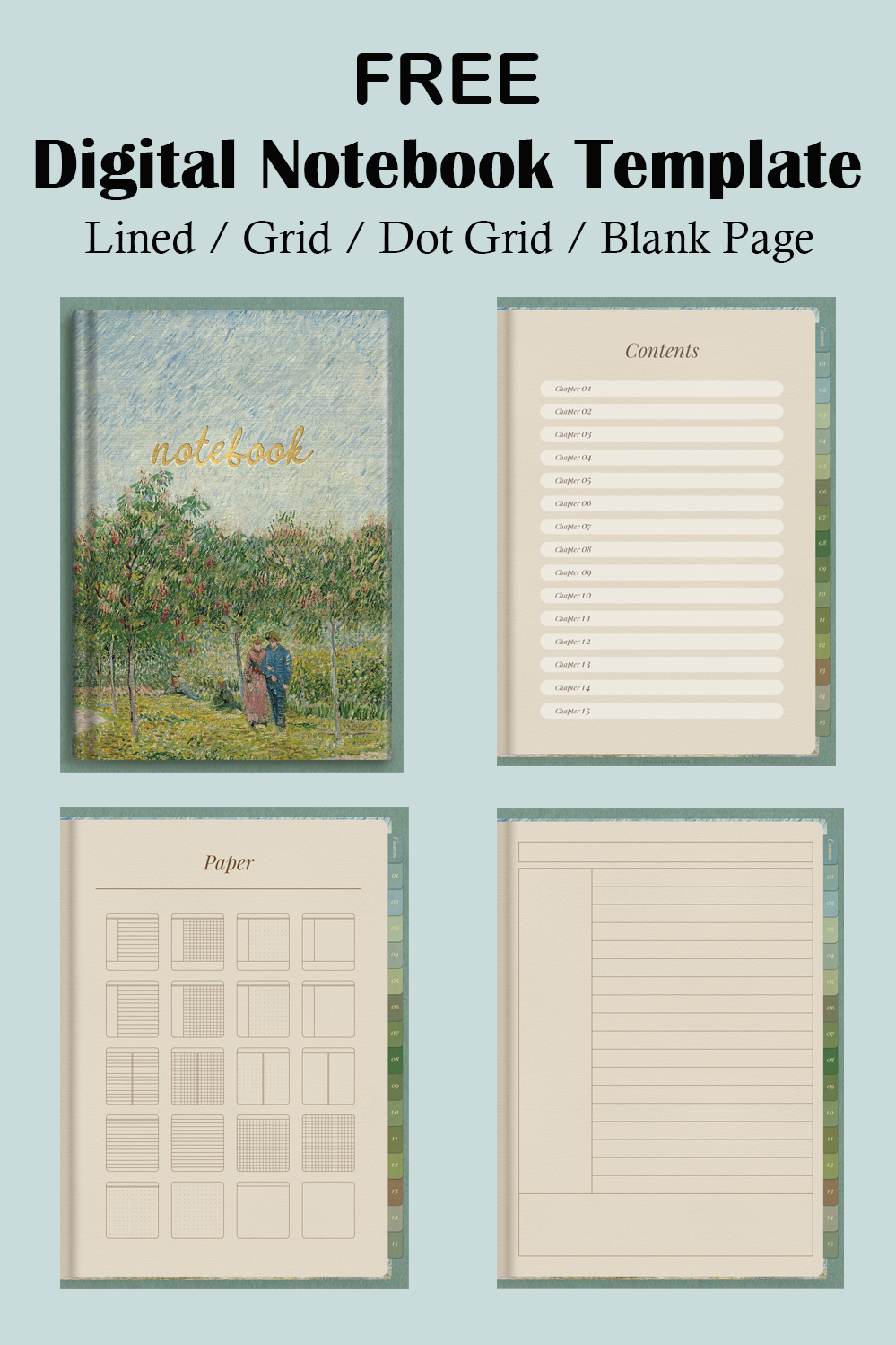 Vincent van Gogh Digital Notebook Template
