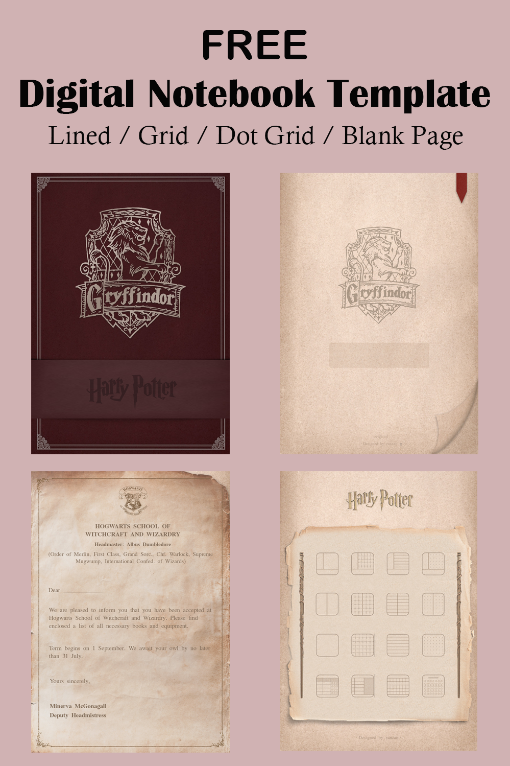Harry Potter Digital Notebook Template