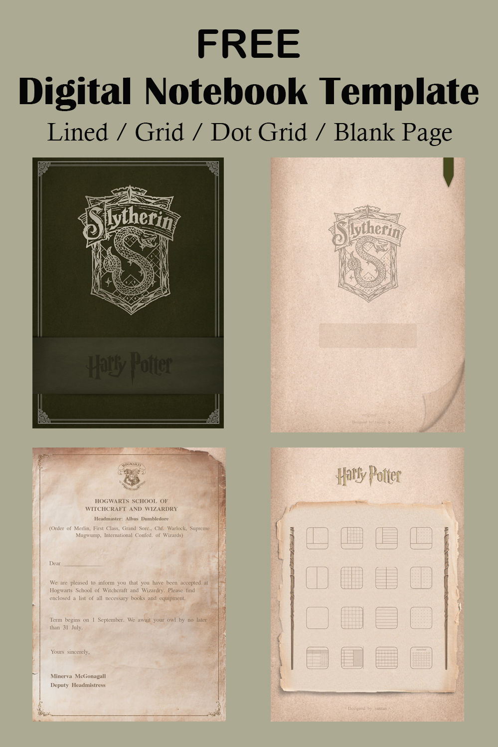 Harry Potter Digital Notebook Template