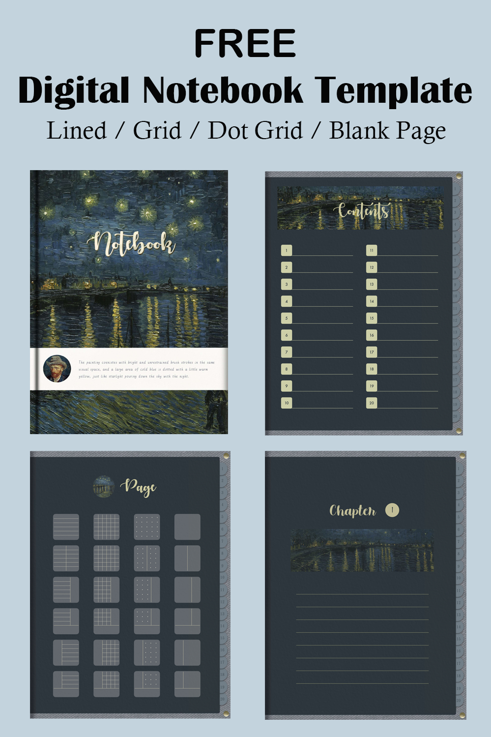 Vincent van Gogh Digital Notebook Template