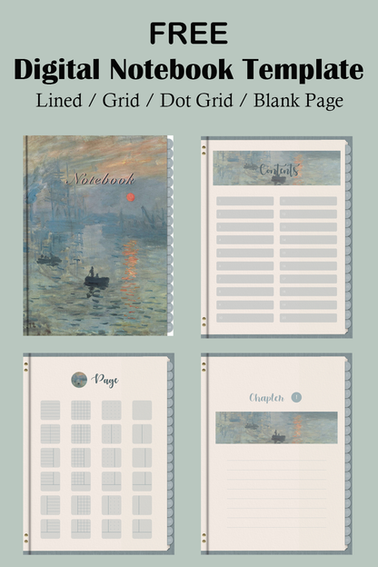 Claude Monet Digital Notebook Template