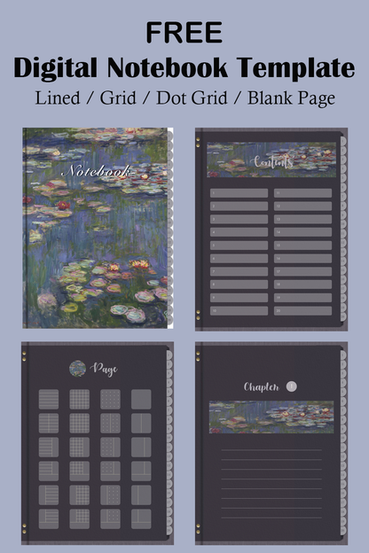 Claude Monet Digital Notebook Template